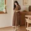 This brown dress is a new summer fashion and versatile long-sleeved dress that is slimming and shaping for women details Picture